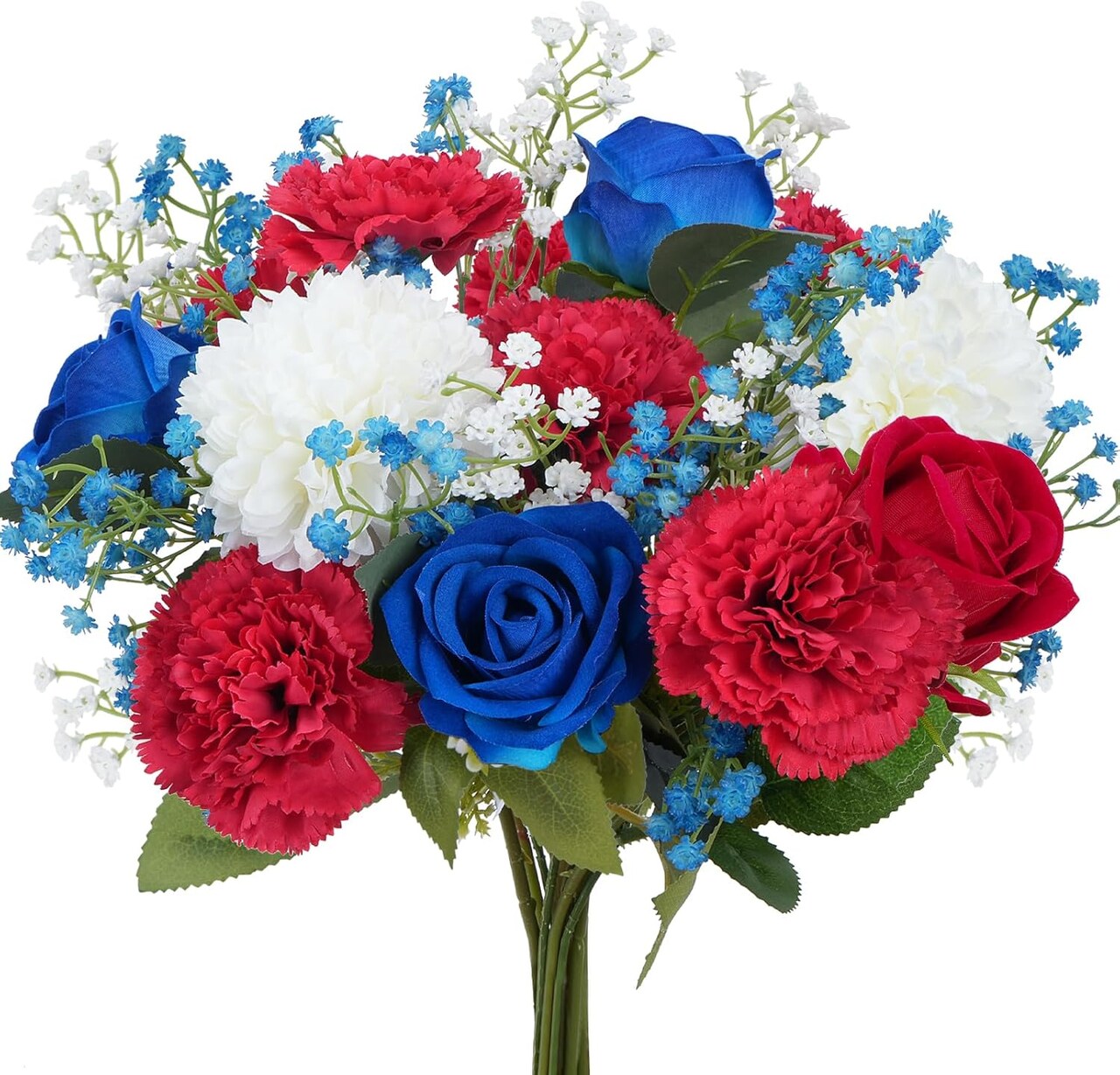 Artificial Flowers, 11PCS Mixed Bush Flower Red White and Blue Flowers